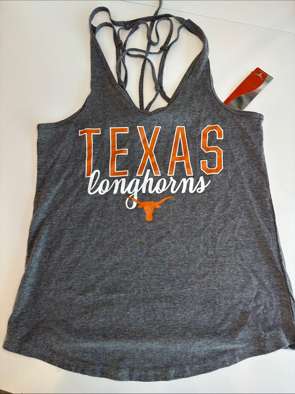 Texas Longhorns Gray Strappy Tank Top